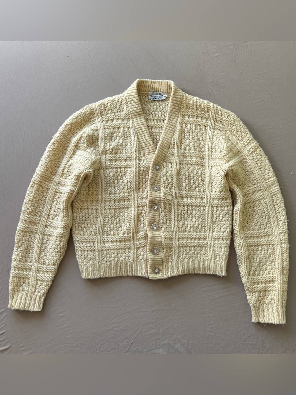 Vintage 60s Campus Wool Chunky Knit Cardigan Sweater